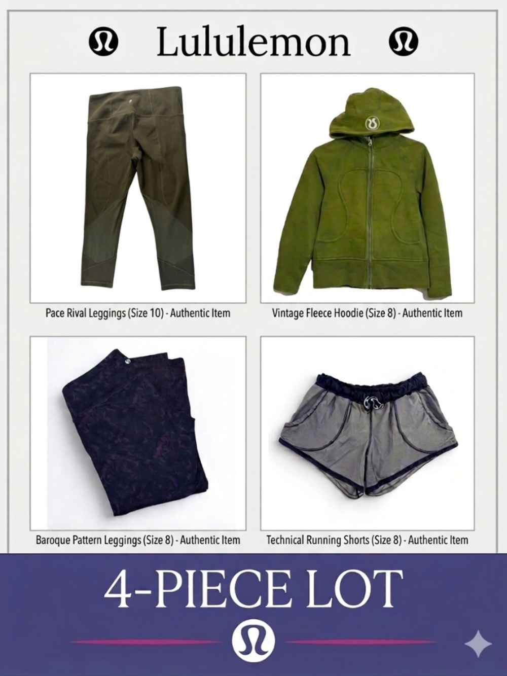 Lululemon 4-Piece Curated Earth-Tone Lot- Size 8/10